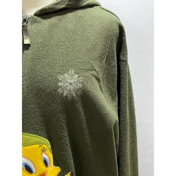 Vintage Warner Bros 2001 Looney Tunes Tweety Bird Quarter Zip Pullover Hoodie XL - Picture 2 of 11